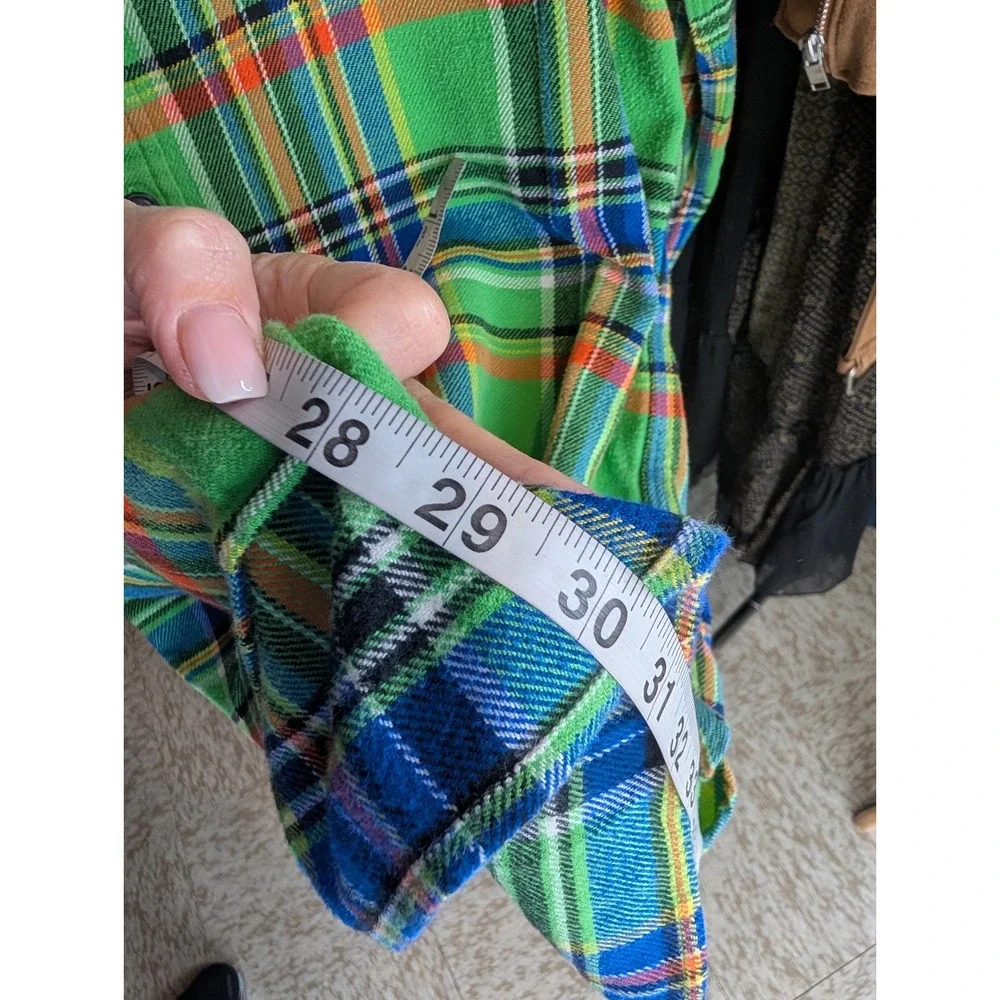 Polo Ralph Lauren Flannel Shirt Mens M Green Plaid Long Sleeve Cotton Cabin Prep